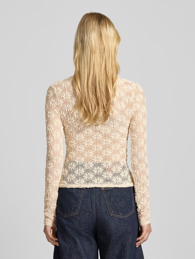 ONLY Slim fit shirt met lange mouwen van katoenmix model 'LOLA' Ecru - 5