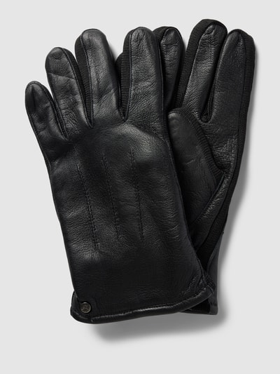 Pearlwood Handschoenen van geitenleer met siernaden Zwart - 1