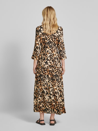 YAS Maxi-jurk met doorknoopsluiting, model 'SAVANNA' Lichtbruin - 5