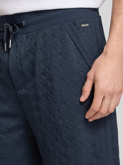 JOOP! Collection Regular fit sweatshorts met structuurmotief, model 'Barlas' Marineblauw - 3