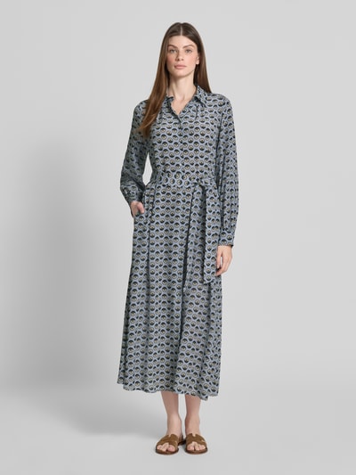 Weekend Max Mara Sukienka koszulowa o lejącym kroju z czystego jedwabiu model ‘NARVEL’ Jasnoniebieski 4