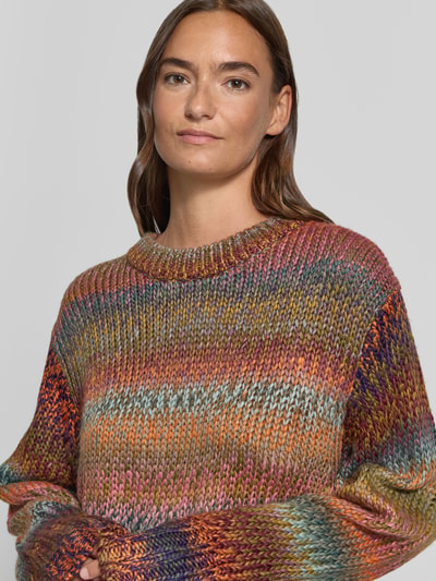 Apricot relaxed fit gebreide trui met geribde bies Oranje - 3
