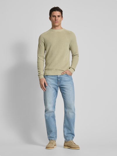 Casual Friday Strickpullover mit Rundhalsausschnitt Modell 'OLIVER' Khaki 1