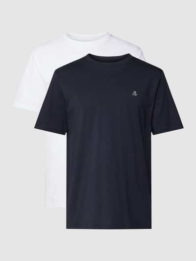 Marc O'Polo T-Shirt mit Label-Stitching im 2er-Pack Marine 2