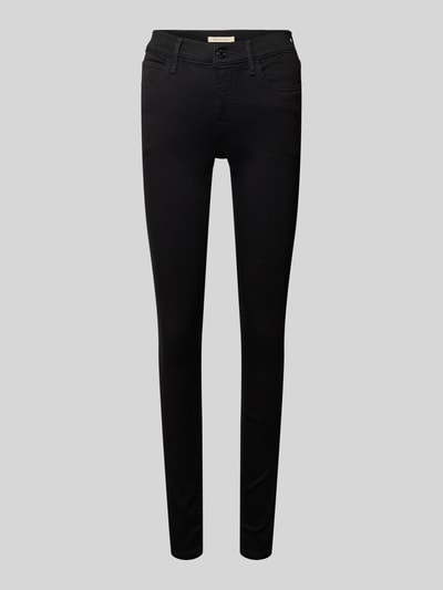 Produktfoto, Skinny Fit Jeans mit 5-Pocket-Design von Levi's®, schwarz, Baumwoll-Mix mit Stretch, schlicht, glatte Textur, vor grauem Hintergrund