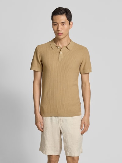 Blend Regular Fit Poloshirt mit gerippten Abschlüssen Modell 'AIDEN' Beige 4