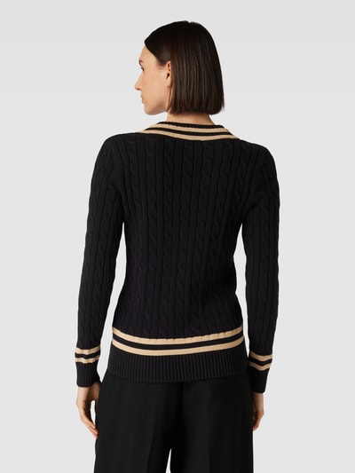 Lauren Ralph Lauren Gebreide pullover met labelstitching, model 'MEREN' Zwart - 5