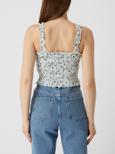 Noisy May Crop Top mit floralem Muster Modell 'Lea' Hellblau 5