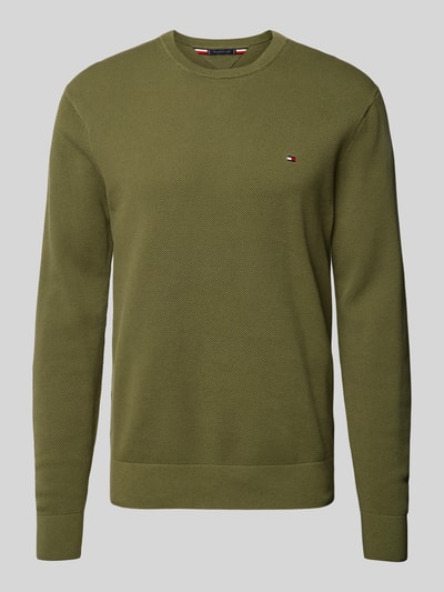 Tommy Hilfiger Gebreide pullover met ronde hals Olijfgroen - 2