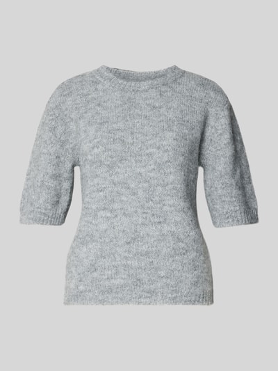 Produktfoto, grijze pullover met 1/2-mouwen Model 'SUTTON' van NOISY MAY®, Materiaalmix met wol, regular fit, ronde hals, zachte textuur