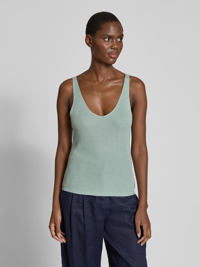 Vero Moda Regular fit tanktop in gebreide look, model 'NEWLEX' Rietgroen - 4