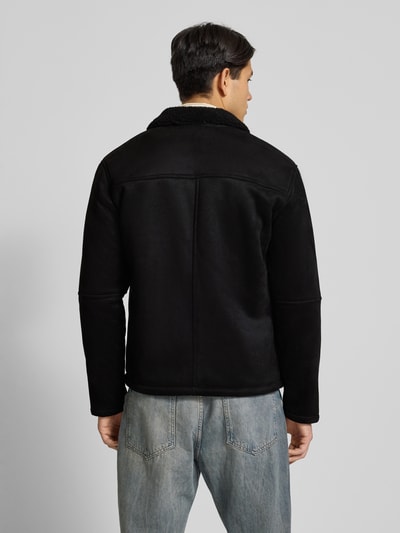 Only & Sons Regular fit bomberjack met kraag van imitatiebont, model 'ROYCE' Zwart - 5