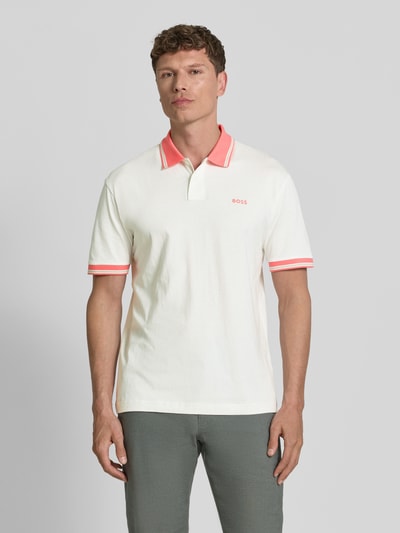 BOSS Orange Regular Fit Poloshirt aus reiner Baumwolle Modell 'BLOCKS' Offwhite 4