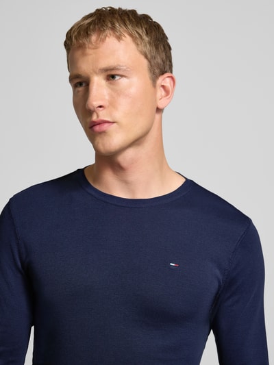 Tommy Jeans Bluzka z długim rękawem o kroju slim fit z prążkowaną fakturą Granatowy melanż 3