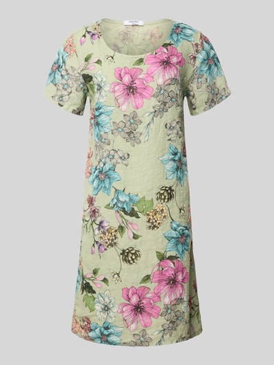ZABAIONE Knielanges Leinenkleid mit Rundhalsausschnitt Khaki 2
