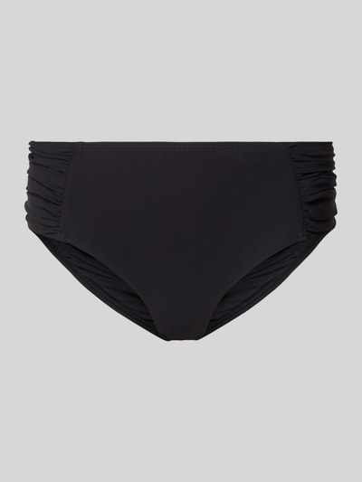 Produktfoto, Slim Fit Bikini-Hose mit Raffungen von Barts, elastyczna mieszanka materiałów, krój slim fit, marszczenia, średni stan, kolor czarny.
