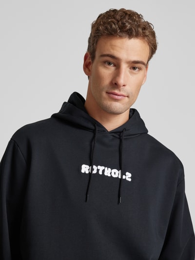 ROTHOLZ Regular fit hoodie met labelstitching Zwart - 3