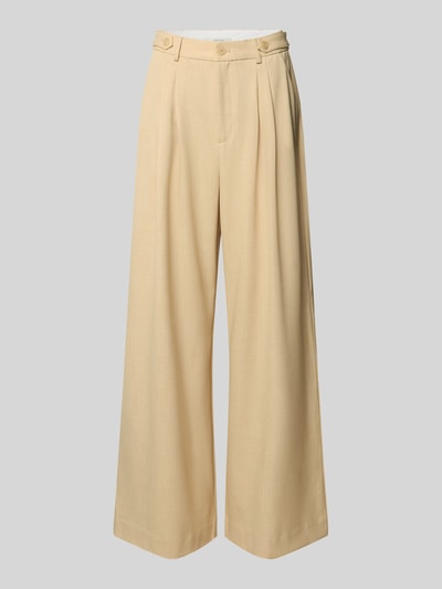 Produktfoto, Loose Fit Pants mit Eingrifftaschen Modell 'stacy' von Gestuz, mieszanka materiałów z dodatkiem wiskozy, krój loose fit, wpuszczane kieszenie, z tyłu kieszeń z wypustką, długość wewnętrzna nogawki 78 cm, szerokość w rozmiarze 36: 38 cm, jasny beżowy kolor, gładka tekstura