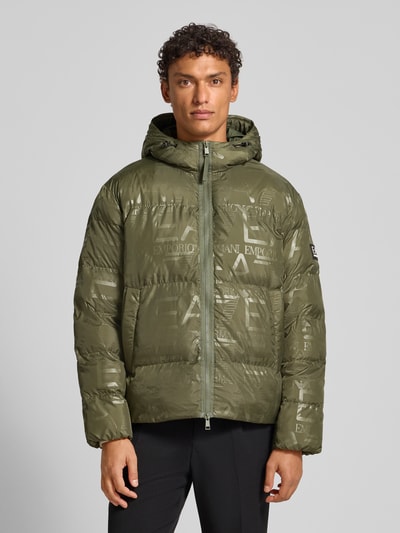 EA7 Emporio Armani Regular fit gewatteerd jack met all-over logoprint, model 'MOUNTAIN' Leem - 4