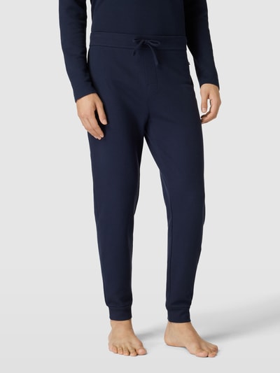 BOSS Sweatpants met structuurmotief, model 'Waffle' Donkerblauw - 4