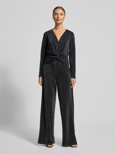 Milano Italy Schimmernder Jumpsuit mit Knotendetail Black 4