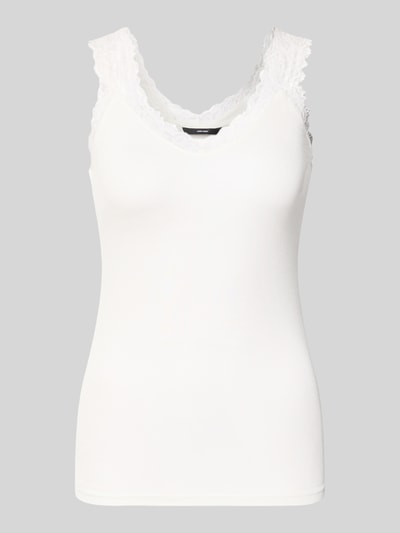Productfoto, wit slim fit tanktop uit viscosemix model 'ROSA' van VERO MODA, dames tanktop