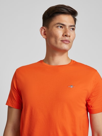 Gant Regular fit T-shirt in gemêleerde look Oranje - 3