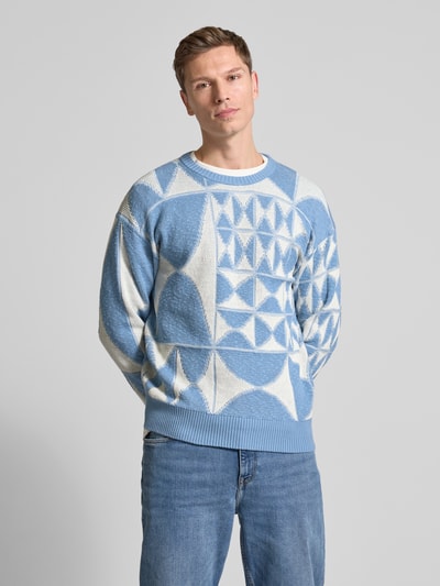 Scotch & Soda Strickpullover mit gerippten Abschlüssen Hellblau 4