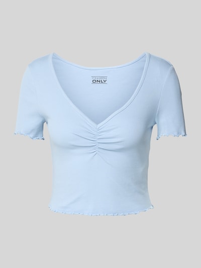 Only Regular Fit Crop Top aus Baumwoll-Elasthan-Mix Modell 'BETTY' Hellblau 2