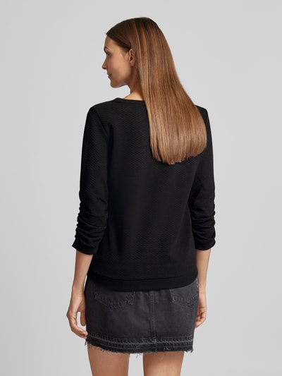 Tom Tailor Denim Shaped Fit Sweatshirt aus Bio-Baumwoll-Mix mit 3/4-Arm und Dobby-Struktur Metallic Black 5