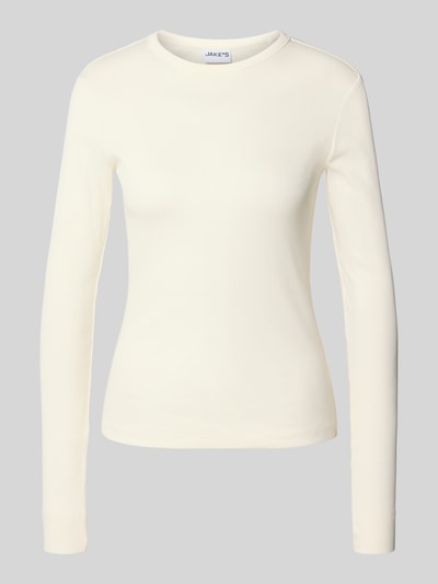 Jake*s Casual Slim Fit Longsleeve mit Strukturmuster Offwhite 2