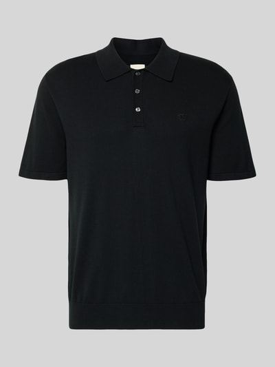 Produktfoto, Regular Fit Poloshirt in Strick-Optik Modell 'Supima' von CK Calvin Klein, reine Baumwolle, kurzärmelig, Polo-Kragen, Farbe Schwarz
