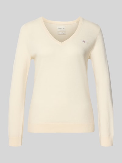 GANT Strickpullover aus Lammwoll-Mix mit V-Ausschnitt Offwhite 2