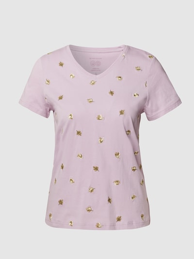 Tom Tailor T-Shirt mit floralen Stickereien Flieder 2