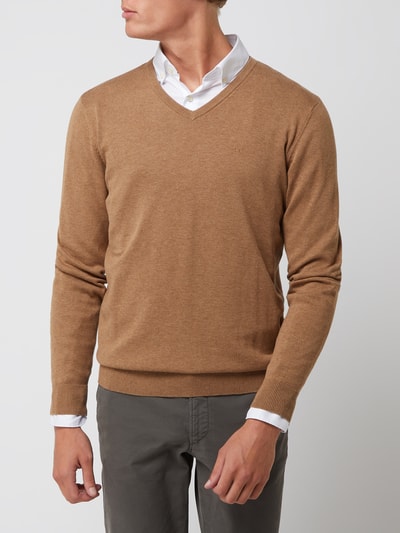 Tom Tailor Pullover mit V-Ausschnitt  Mittelbraun Mel 4