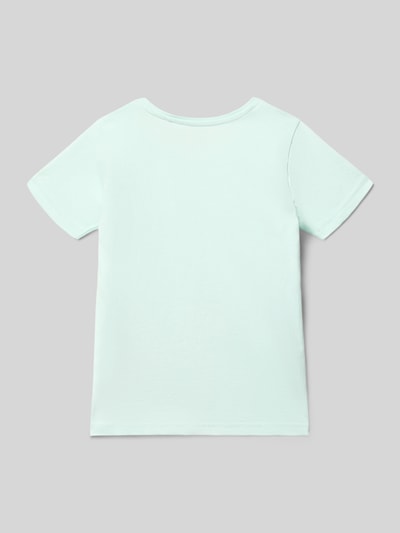 Produktfoto, T-Shirt mit Motiv-Print und Rundhalsausschnitt von Blue Seven aus Reine Baumwolle, Regular-Fit, Rückansicht, Rückenlänge 41 cm bei Größe 116, Kinder T-Shirt