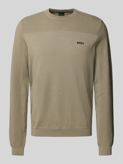 BOSS Green Strickpullover mit gerippten Abschlüssen Modell 'Momentum' Beige 2