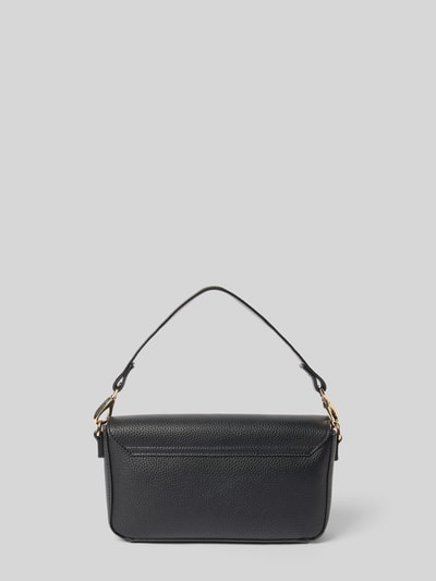 Produktfoto, Handtasche met labelapplicatie model 'ALEXIA' van VALENTINO BAGS, zwart leer, overslag met magneetsluiting, draagband en schouderband, hoofdvak, breedte 25 cm, lengte 15 cm, diepte 6 cm, bandlengte 80 cm.