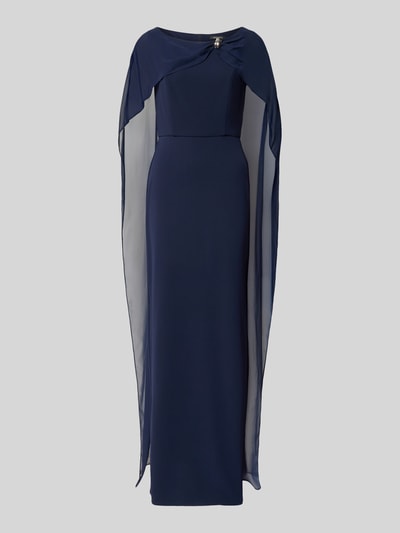 Produktfoto, Abendkleid mit abnehmbarem Cape von SWING in Dunkelblau, Maxilänge, elastischer Material-Mix, Chiffon-Cape, Zier-Applikation, ärmellos