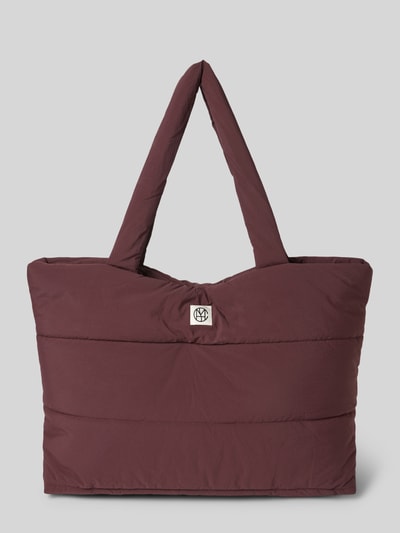 MSCH Copenhagen Shopper in doorgestikte look met logopatch, model 'Sasja' Donkerbruin - 2