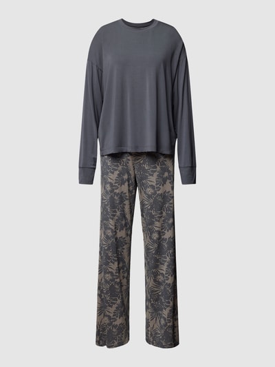 Schiesser Pyjama mit floralem Muster Modell 'Selcted Premium' Graphit 1