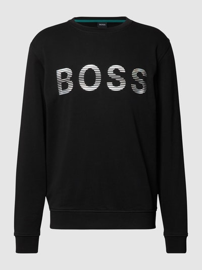 BOSS Orange Sweatshirt met labelprint, model 'Simo' Zwart - 2