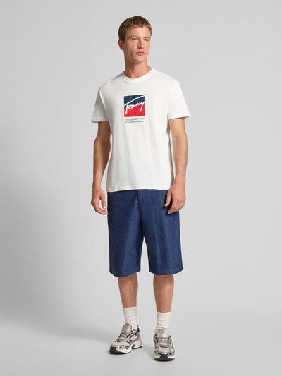 Tommy Jeans Regular Fit T-Shirt aus reiner Baumwolle Offwhite 1