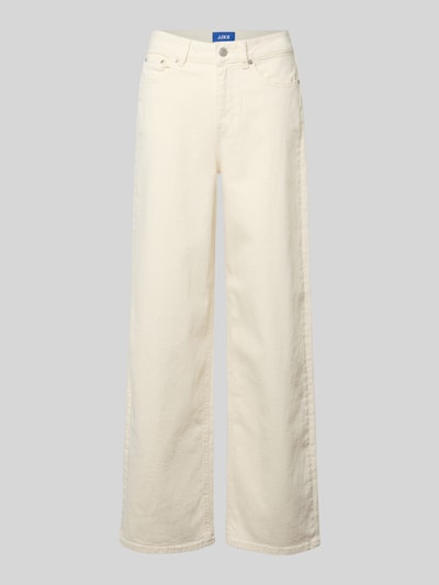 Produktfoto, kremowe spodnie Jeans mit 5-Pocket-Design Modell 'TOKYO' od JJXX z bawełny z domieszką elastanu, luźny krój, srebrny guzik, szerokość w rozmiarze 27/32: 35 cm, długość nogawki wewnętrznej: 80 cm