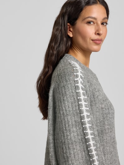 YAS Cardigan met ronde hals, model 'OLLY' Middengrijs - 3