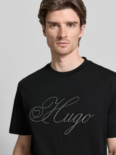 HUGO Regular Fit T-Shirt aus reiner Baumwolle Modell 'DALENT' Black 3