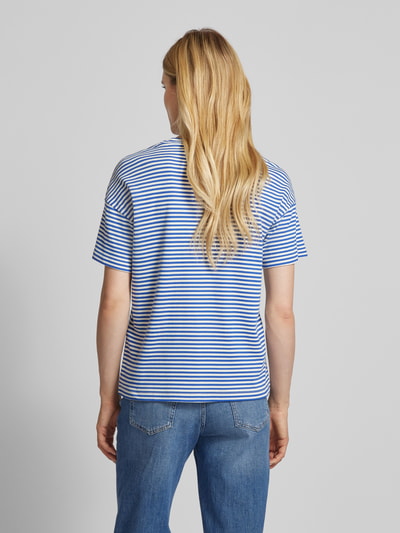 Vila T-shirt in riblook, model 'JADA' Marineblauw - 5