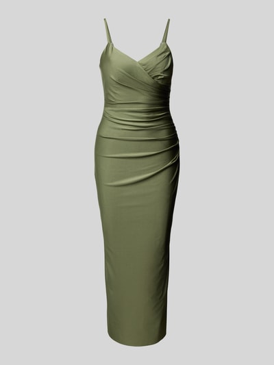 TROYDEN COLLECTION Cocktailjurk met plooien opzij Olijfgroen - 2