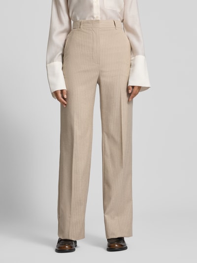 Max Mara Studio Regular Fit Weite Hose aus Schurwoll-Mix Modell 'MEDIUM' Beige 4