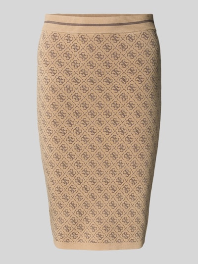 Guess Knielange rok met ribboorden, model 'LISE' Zand - 2